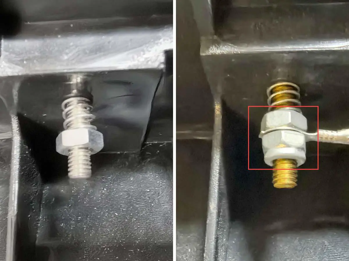 Écrou magnétique anti-chute sur dalle de piste de danse LED pour éviter tout desserrage pendant l’utilisation.