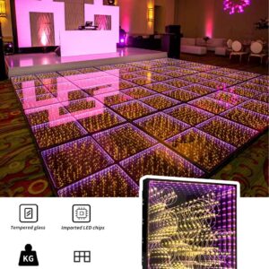 LED dance floor in Starlit style showing a starry sky visual effect, creating a romantic atmosphere at a wedding